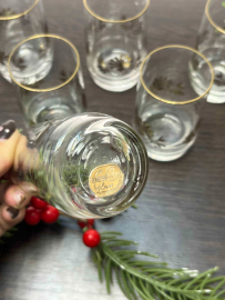 Стаканы Богемия, Чехословакия. Тонкое стекло, золотой орнамент. Этикетка. Цена за 6 шт. Картинка 5